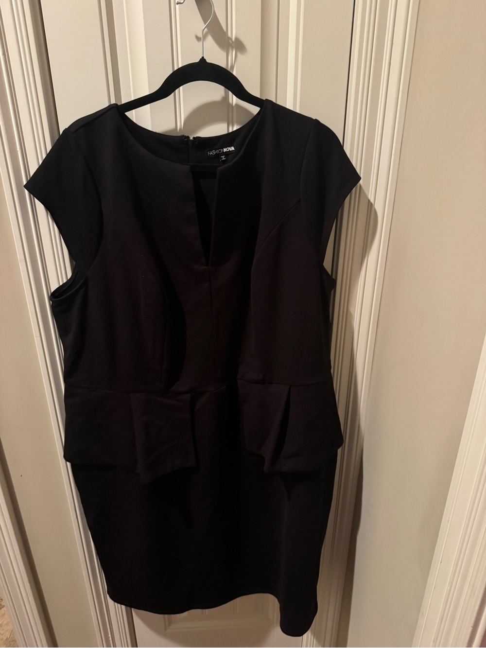 Fashion Nova Black Peplum Midi Dress